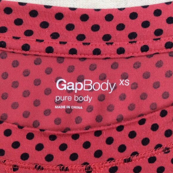 Gap Body Pure Body Top Womens Size XS Pink Red Polka Dot Lightweight Base Layer - Picture 9 of 10